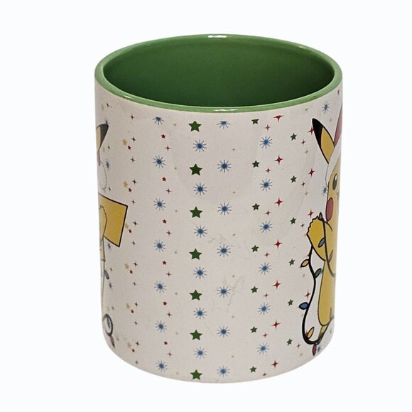 2021 Nintendo Pokémon Pikachu Santa Hat Coffee Mug Cup Christmas Stars Lights - Picture 3 of 10